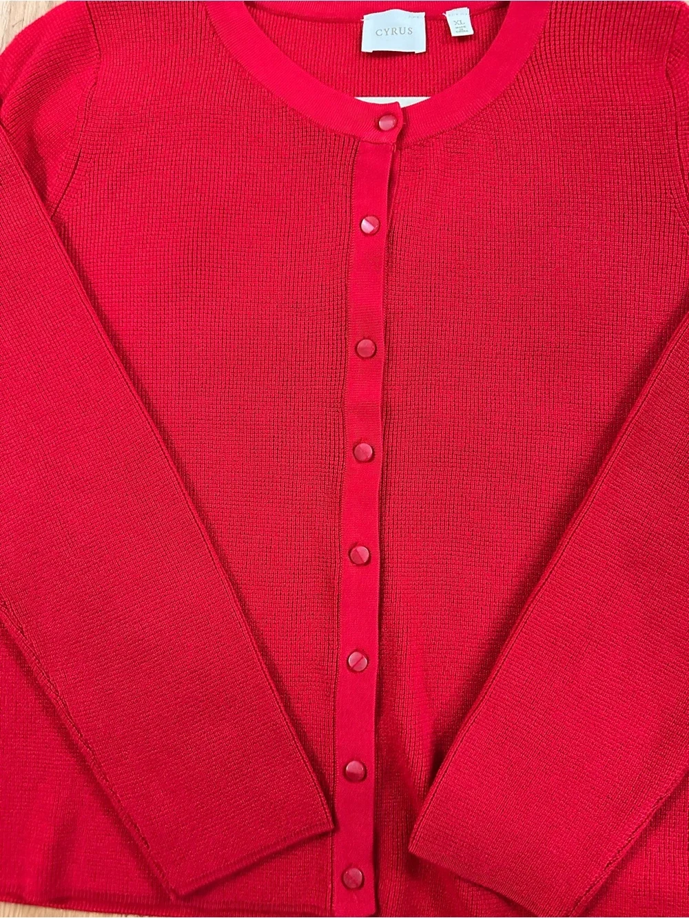 Cyrus Bright Red Button-Front Knit Cardigan
